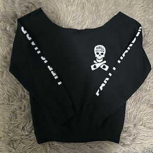 Kirill Was Here off the shoulder sweatshirt